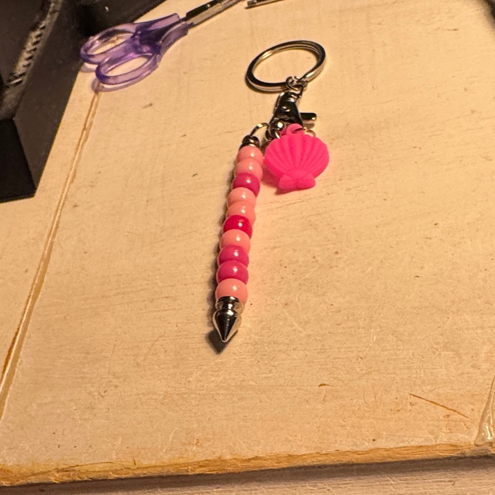 Cute pink seashell keychain or bag charm